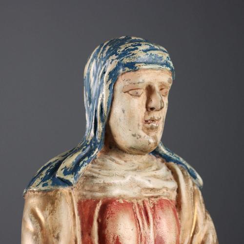 Saint Anne with the Child Mary Wood Sculpture For Sale - Image 3 of 10