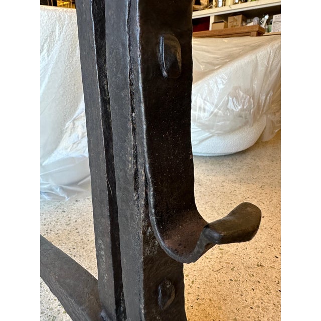 Massive Pair of Wrought Iron 18th Century Fire Dogs/ Andirons For Sale - Image 4 of 12