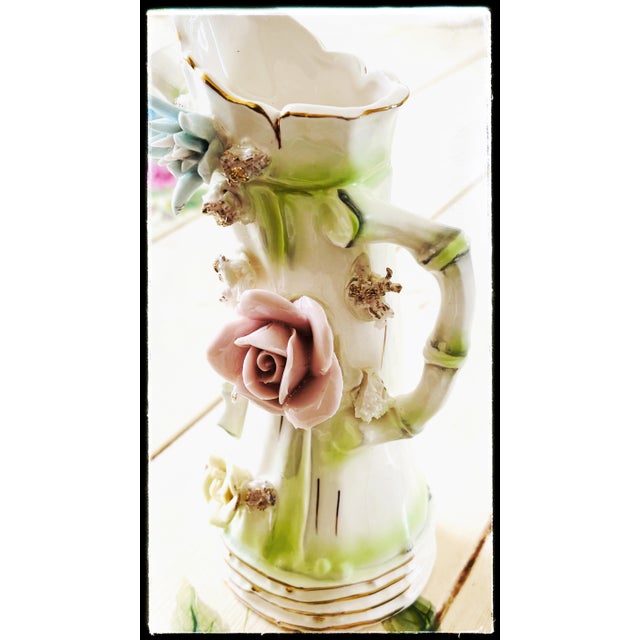 Vintage Vase Multi-Spout Heirloom 3-D Flowers For Sale In Columbus - Image 6 of 10