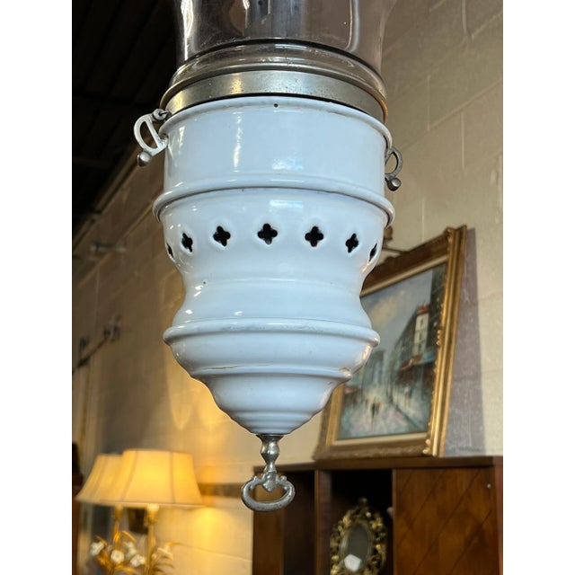 Antique French Industrial White Porcelain Gas Lamp “Systeme Tito Landi” C. 1900 For Sale In Boston - Image 6 of 9