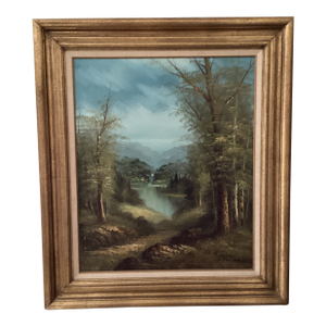 Mid 20th Century Original Landscape Painting on Canvas Framed Artist Signed