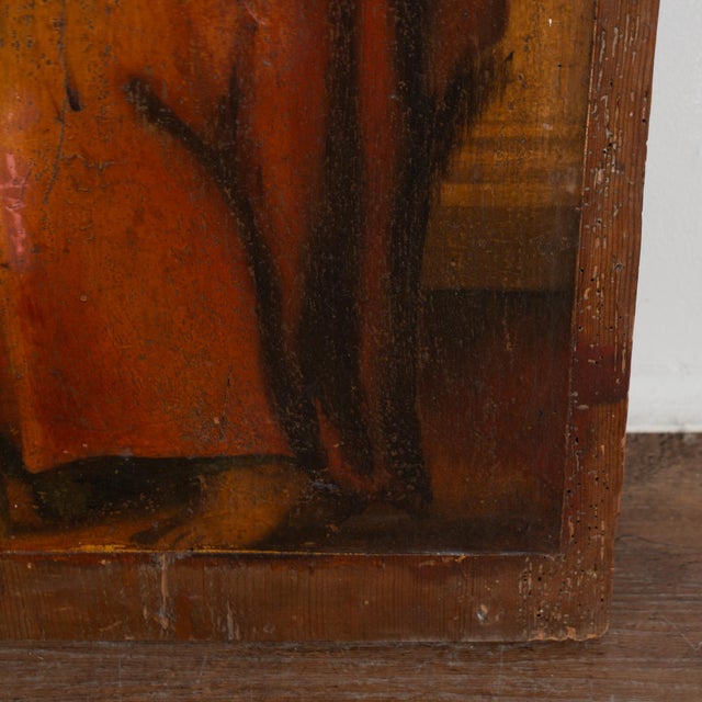 18th Century Original Painted Icon on Wood of Saint Paul Holding a Sword For Sale - Image 9 of 12