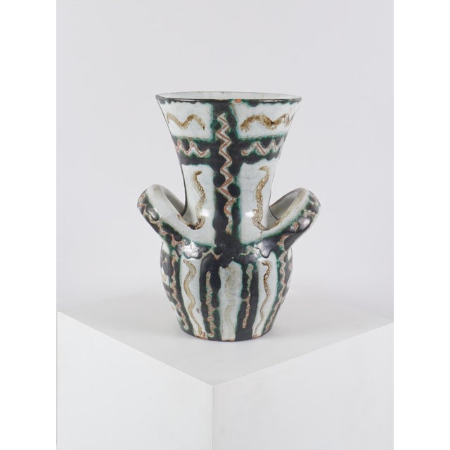 Ceramic Ceramic Vase with Handles by Robert Picault, 1960s For Sale - Image 7 of 11