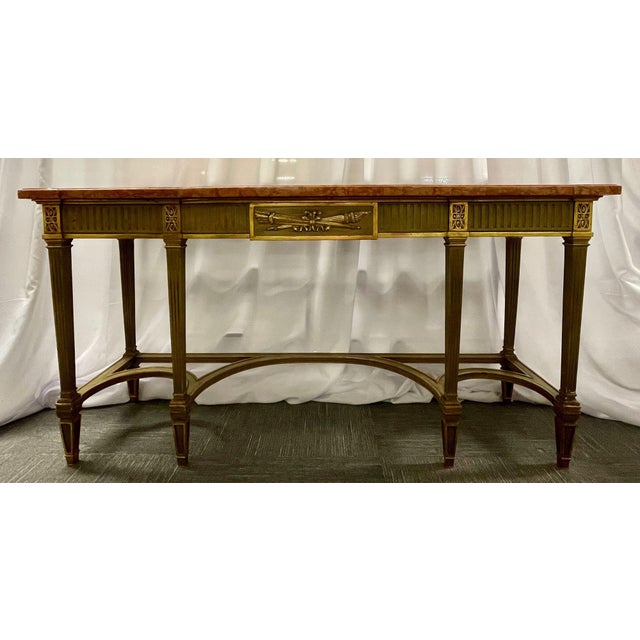 Wood Maison Jansen Console With Six Raised Legs and Marble Top For Sale - Image 7 of 17