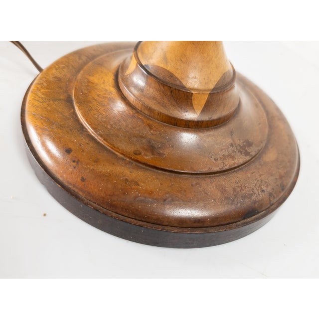 Brown 19th Century American Folk Art Turned Parquetry Wood Table Lamp For Sale - Image 8 of 10
