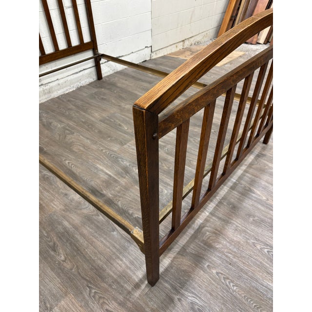 Antique Full Size Northwestern MFG Co Arts & Crafts Mission Tiger Oak Bed For Sale In Kansas City - Image 6 of 18