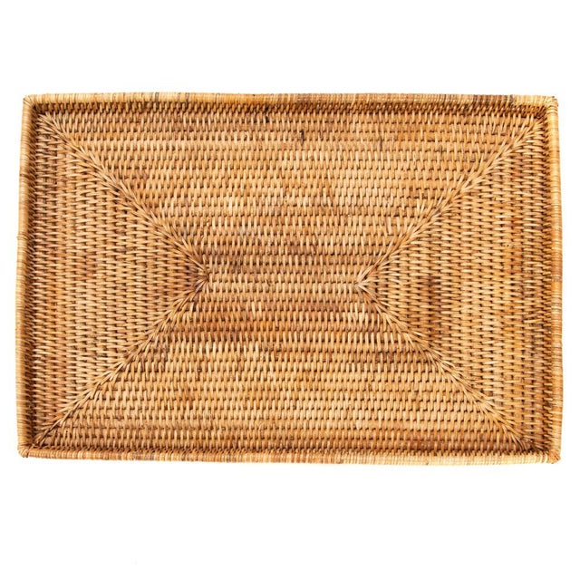 Our hand woven rattan rectangular flat trays offer a great way to both decorate and protect your table. These trays are...