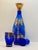 Blue Early 20th Century Bohemian Glass Blue & Gold Decanter Set- 6 Glasses & Decanter For Sale - Image 8 of 11