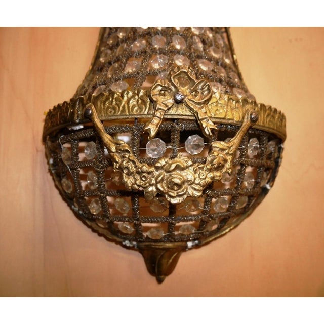 Gold Vintage Bronze and Glass Wall Lights, 1950s, Set of 2 For Sale - Image 8 of 10