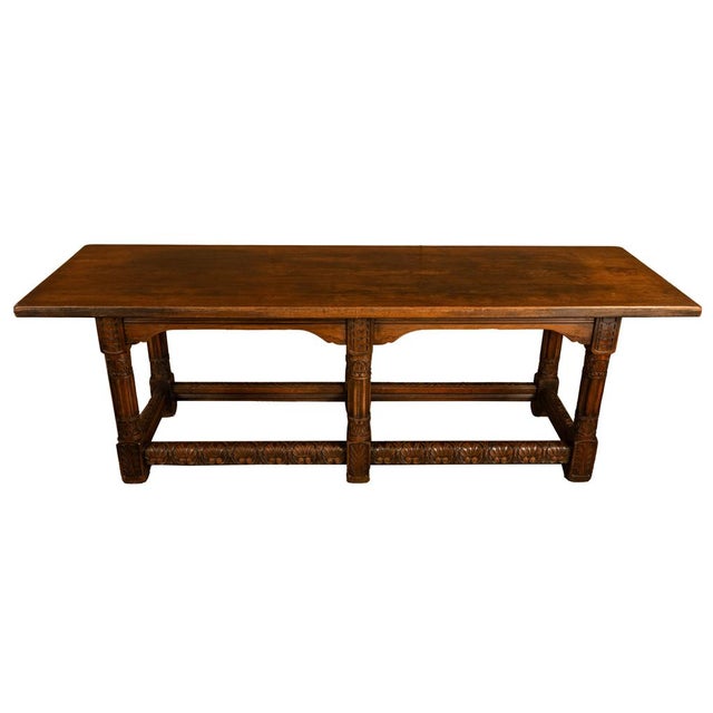 Arge Antique Renaissance Carved Walnut Refectory Dining Table by Kittinger 1915 For Sale - Image 14 of 18