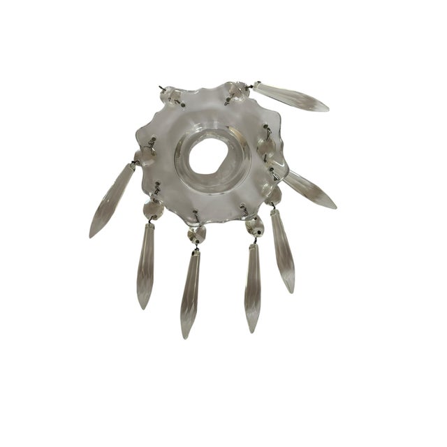 1950s Cambridge Glass 3-Arm Candelabra With Bobeche and Hanging Crystals For Sale - Image 10 of 12