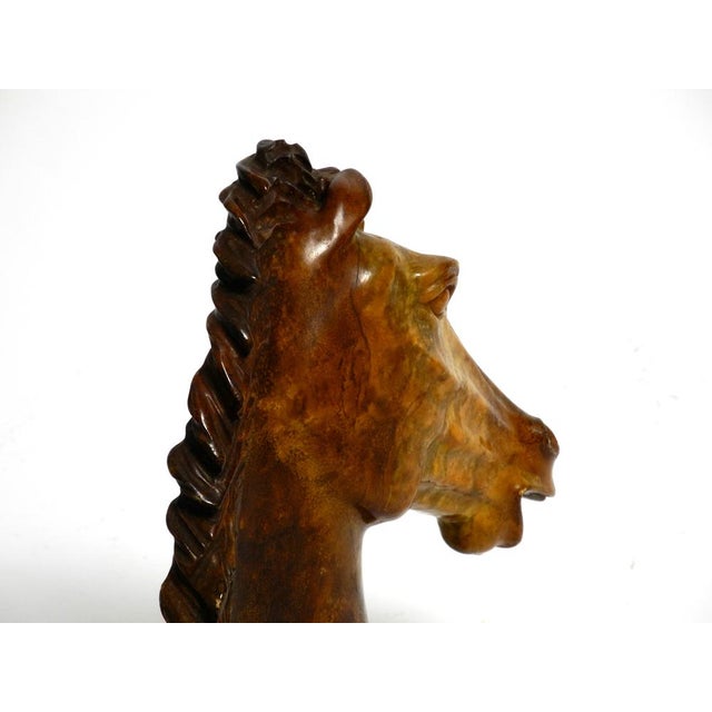 Large Horse Head Sculpture in Brown Soapstone, 1960s For Sale - Image 12 of 18