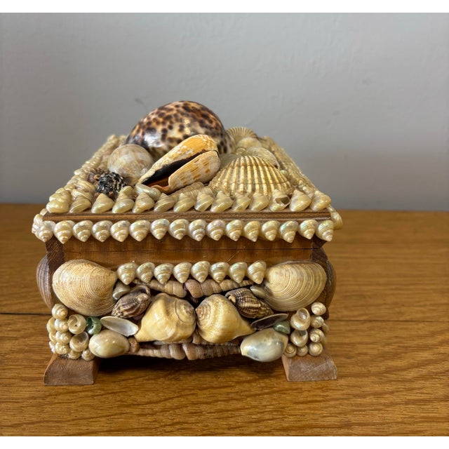 Mid 20th Century Vintage English Folk Art Sea Shell Box For Sale - Image 5 of 9
