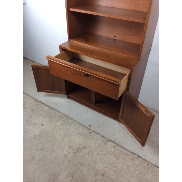 Mid Century Modern Two Piece Shelving Unit With Caned Cabinet and Drawer For Sale - Image 16 of 18