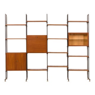 Italian Free Standing Wall Unit in Teak, 1960s For Sale