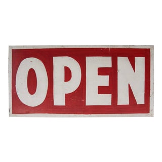 Vintage Red and White Open Sign For Sale