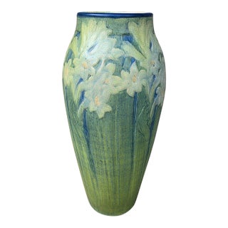 Antique 1911 Newcomb College Arts & Crafts Pottery Vase - Jonquil Motif by Afs & Jm For Sale
