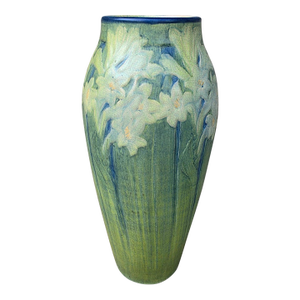 Antique 1911 Newcomb College Arts & Crafts Pottery Vase - Jonquil Motif by Afs & Jm