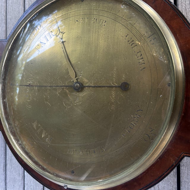Antique 1820s English J Somalvico London Banjo Mahogany Barometer For Sale - Image 9 of 12