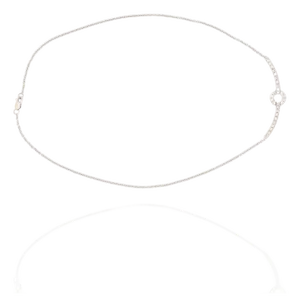 18k Diamond Pendant Necklace Womens 16in White Gold Dainty Pavé Modern