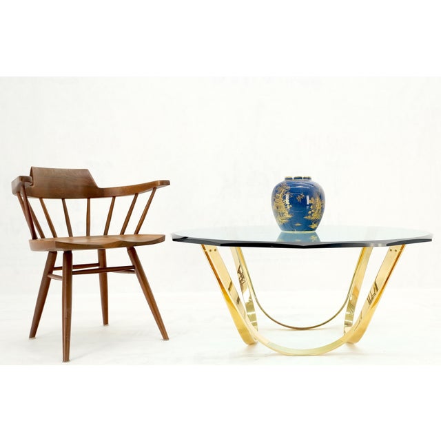 Dunbar Furniture Roger Sprunger for Dunbar Mid-Century Modern Brass Glass Coffee Table Clean! For Sale - Image 4 of 13