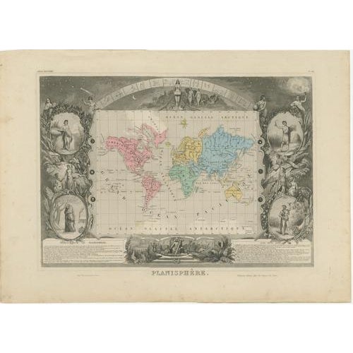 Antique Planisphere World Map, 1845 For Sale - Image 16 of 16