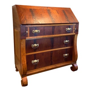 19th Century Maple and Mahogany Slant Top Butler's Desk For Sale