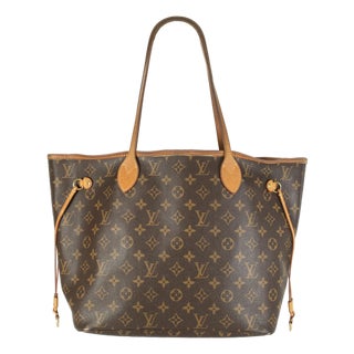 Louis Vuitton Monogram Neverfull MM Leather Brown Tote Bag For Sale