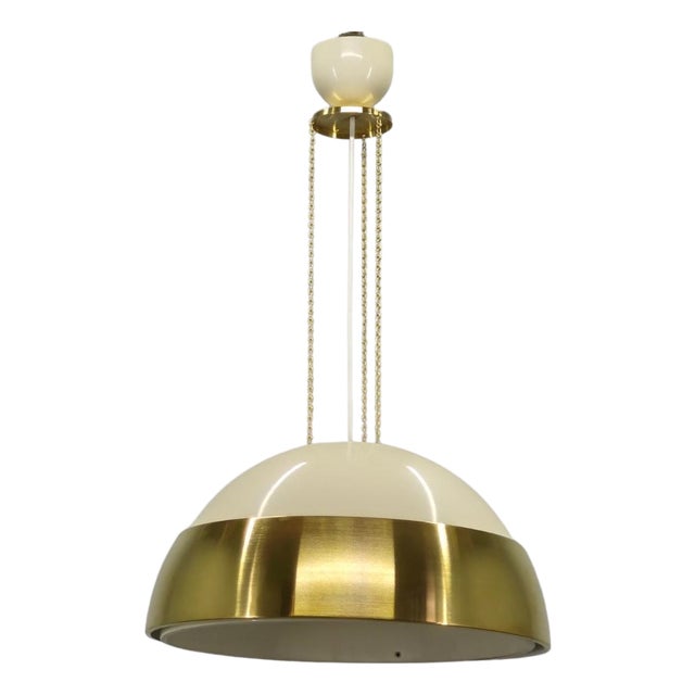 Brass and Lacquered Metal Pendant, Former Czechoslovakia, 1970s For Sale