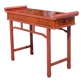 Late 20th Century Vintage Reclaimed Wood Tall Pagoda Console Table For Sale