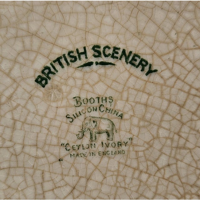 English Late 19th Century Booths, Celone Ivory, Green Transferware Divided Grill Plate, in the "British Scenery" Pattern For Sale - Image 3 of 11