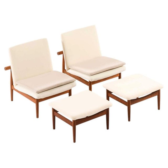 Beige Japan Model FD-137 Easy Chairs by Finn Juhl, 1950s, Set of 4 For Sale - Image 8 of 8