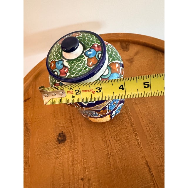 Ceramic Mexican Talavera Hand-Painted Multicolor Ceramic Lidded Jar For Sale - Image 7 of 8