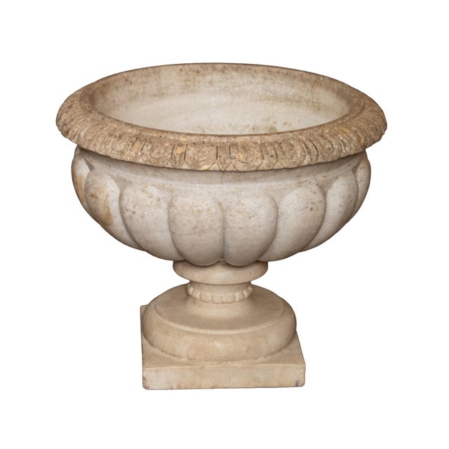 Italian Italian Neo-Classical Wine Cooler or Standing Urn Centerpiece of Carved Marble For Sale - Image 3 of 12