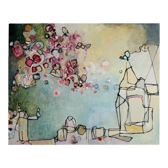 Un Temoin (A Witness) 2019 Abstract Expressionist Figurative Acrylic and Oil Painting by Contemporary Artist Lynn Christian For Sale