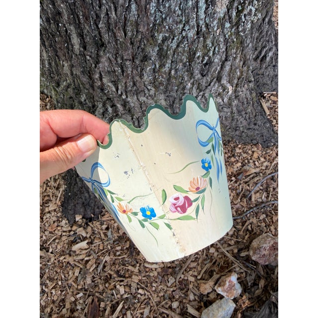 Vintage Scalloped Toleware Planter by Jane Keltner For Sale - Image 9 of 12