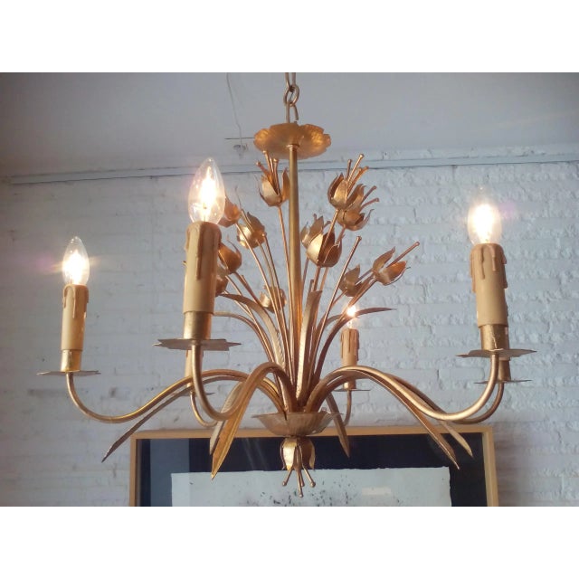 French Suspension Lamp with Plant Motifs, 1950s For Sale - Image 4 of 6