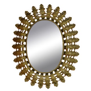 Sunburst Oval Wall Mirror For Sale