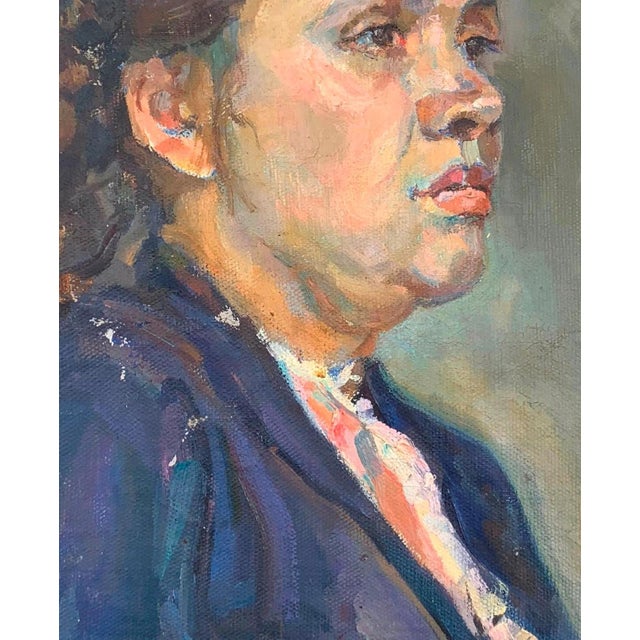 Vintage Ukrainian Portrait Oil Painting, Socialist Realism Art, 1960s 43-35 For Sale - Image 4 of 6