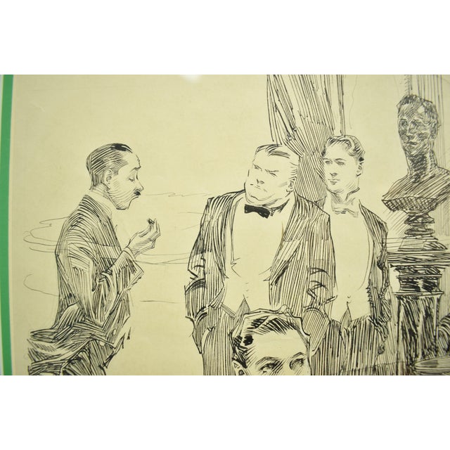 Gentlemen's Players' Club Pen & Ink Drawing by Orson B. Lowell For Sale - Image 9 of 11