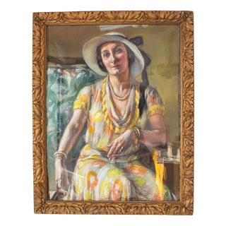 Fanny Billaud, Female Portrait, 1932, Pastel Artwork, Framed For Sale