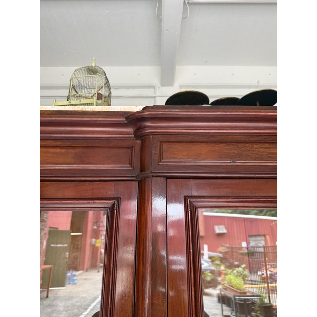 French Late 19th Century Mahogany Three-Door Glass Bookcase With Original Glass & Keys For Sale - Image 16 of 16