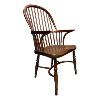 Custom English Windsor Dining Chairs, Oak & Ash, Set of 8 (6 Side + 2 Arm), Handmade C. 1995 For Sale