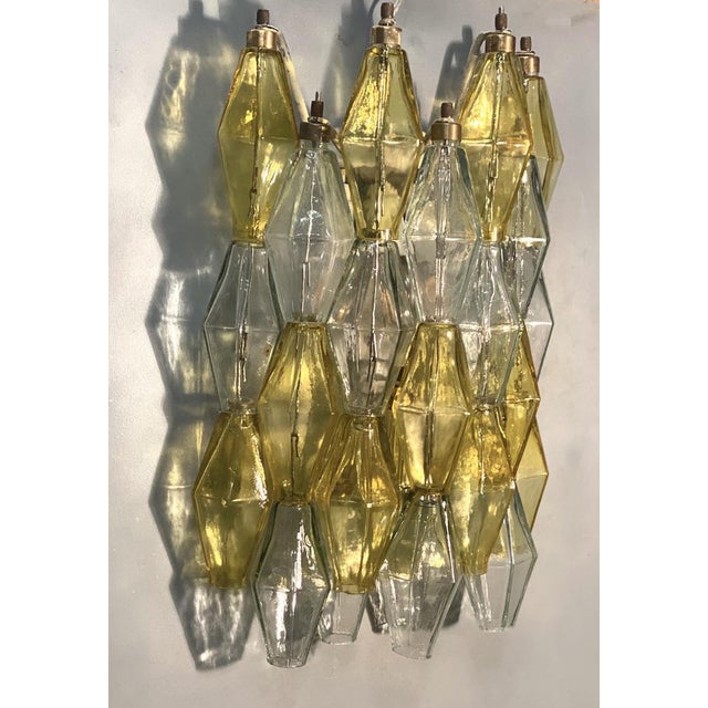 Yellow and Clear Poliedri Sconces by Carlo Scarpa for Venini, 1980s For Sale - Image 11 of 15