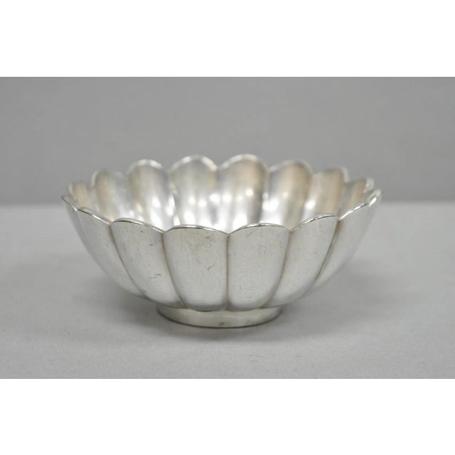 Vintage Regency Style Silver Plated Scalloped Stacking Nut Dish Bowls - Set of 8. Circa Mid 20th Century. Measurements: 2"...