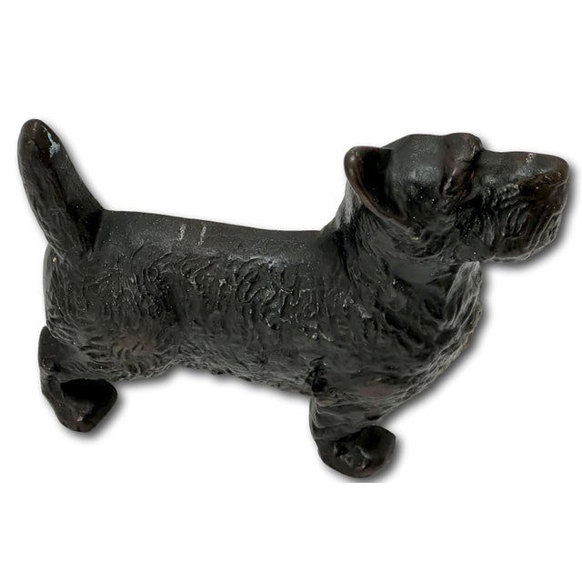 Black Hard 2 Find Vintage 1930s "Wedge" Type Cast Iron Standing Scottish Terrier - Scottie Dog Doorstop by Spencer Guillford For Sale - Image 8 of 12