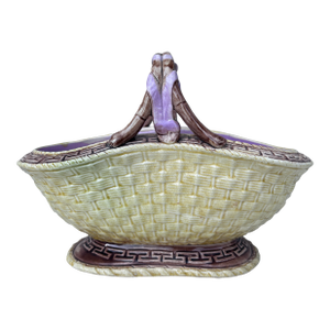 19th Century English Majolica Basket