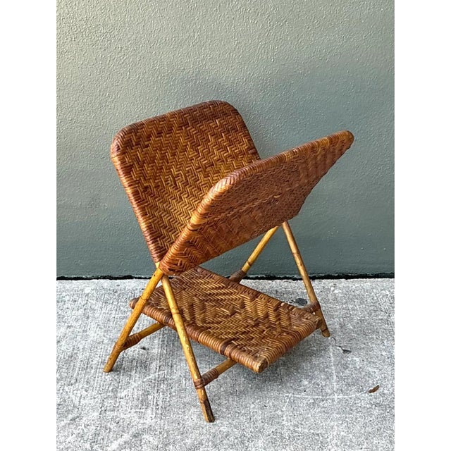 Vintage Rattan Folding Newspaper Holder For Sale - Image 4 of 12