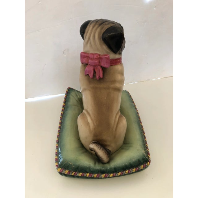 Ceramic Pug on a Pillow Vintage Tabletop Ceramic Sculpture For Sale - Image 7 of 10