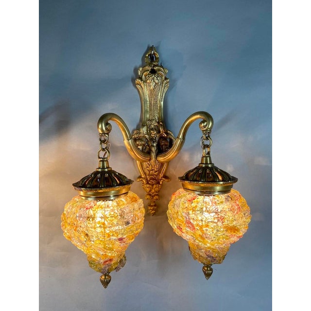 1980 Louis XVI Gold Bronze Wall Lamp Sconce Pair - 2 PCS For Sale - Image 9 of 15
